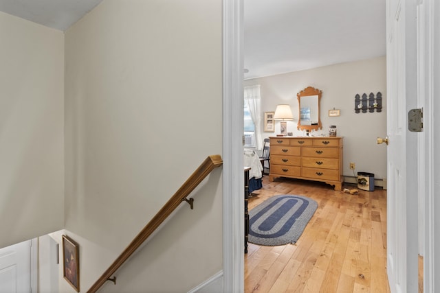 23 Laurel Pines Dr, Gorham, ME 04038 - hallway featuring hardwood / wood-style flooring, cooling unit, and a baseboard heating unit