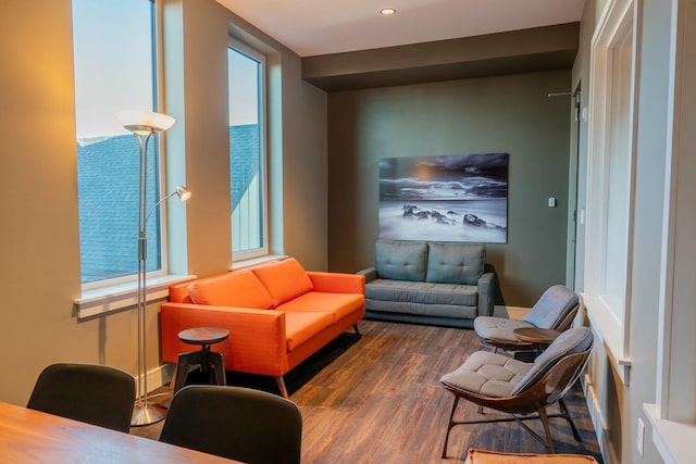 167 Newbury St Unit 206, Portland, ME 04101 - living area with wood finished floors, recessed lighting, and healthy amount of natural light