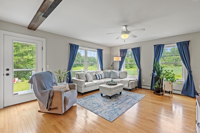 3 Ethan Way, Gray, ME 04039 - living room with ceiling fan, light wood finished floors, and baseboard heating