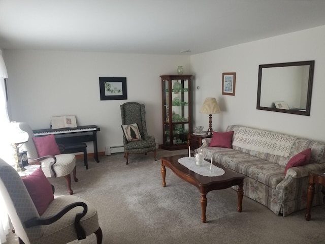 14 Reach Rd, Presque Isle, ME 04769 - carpeted living room featuring a baseboard radiator