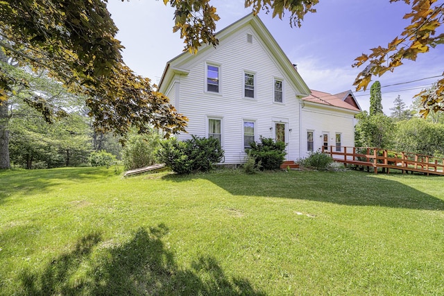 878 State Route 32, Bristol, ME 04564 - back of house with a lawn and a wooden deck