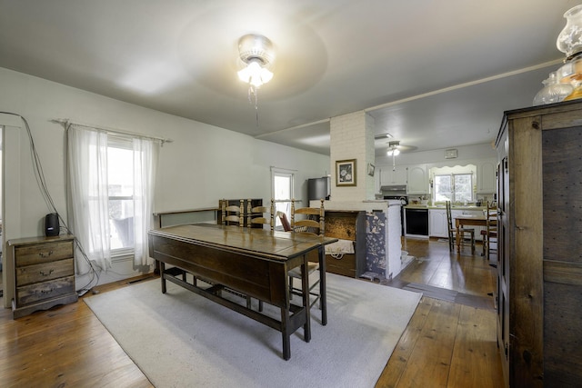 878 State Route 32, Bristol, ME 04564 - dining room featuring ceiling fan, dark wood finished floors, and healthy amount of natural light