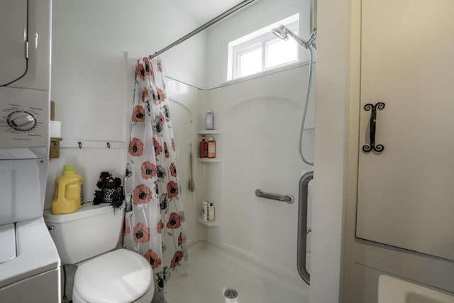 878 State Route 32, Bristol, ME 04564 - full bath with stacked washer / drying machine and a shower stall