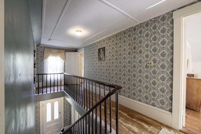 878 State Route 32, Bristol, ME 04564 - stairway featuring wood finished floors and wallpapered walls