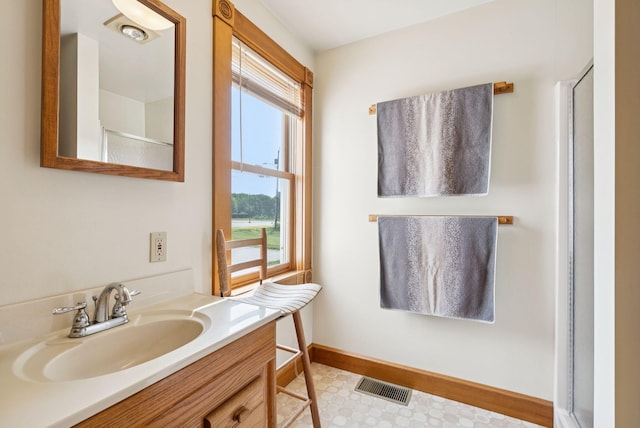 428 Webbs Mills Rd, Raymond, ME 04071 - bathroom featuring vanity and a shower with shower door