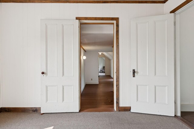 428 Webbs Mills Rd, Raymond, ME 04071 - unfurnished bedroom with carpet floors and wooden walls