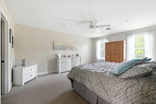 50 Carlisle Ln, Wells, ME 04090 - bedroom with multiple windows, light carpet, recessed lighting, and ceiling fan