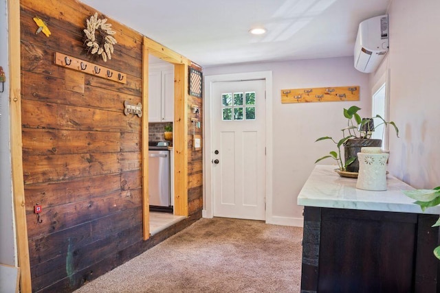 42 Winn Rd, Falmouth, ME 04105 - entryway with carpet and an AC wall unit