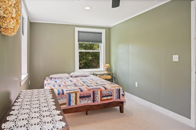 42 Winn Rd, Falmouth, ME 04105 - carpeted bedroom with crown molding and ceiling fan