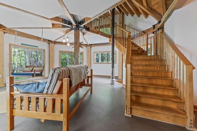 22 Woodpecker Ln, Embden, ME 04958 - stairs with ceiling fan