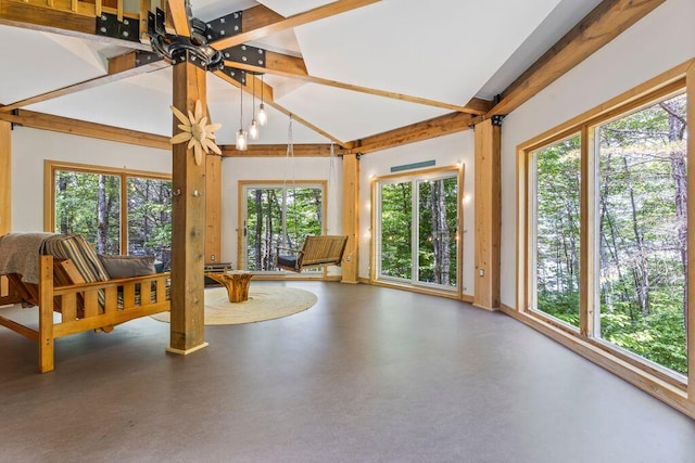 22 Woodpecker Ln, Embden, ME 04958 - unfurnished sunroom featuring lofted ceiling