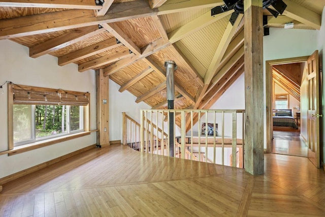 22 Woodpecker Ln, Embden, ME 04958 - spare room with wooden ceiling and wood finished floors
