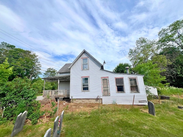 363 Lisbon St, Lisbon, ME 04250 - back of house featuring covered porch