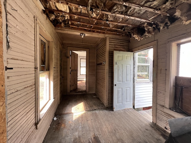 363 Lisbon St, Lisbon, ME 04250 - entryway with wooden walls and hardwood / wood-style floors
