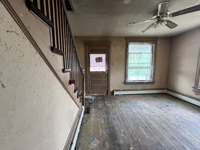 363 Lisbon St, Lisbon, ME 04250 - entryway featuring a ceiling fan, stairs, and hardwood / wood-style floors
