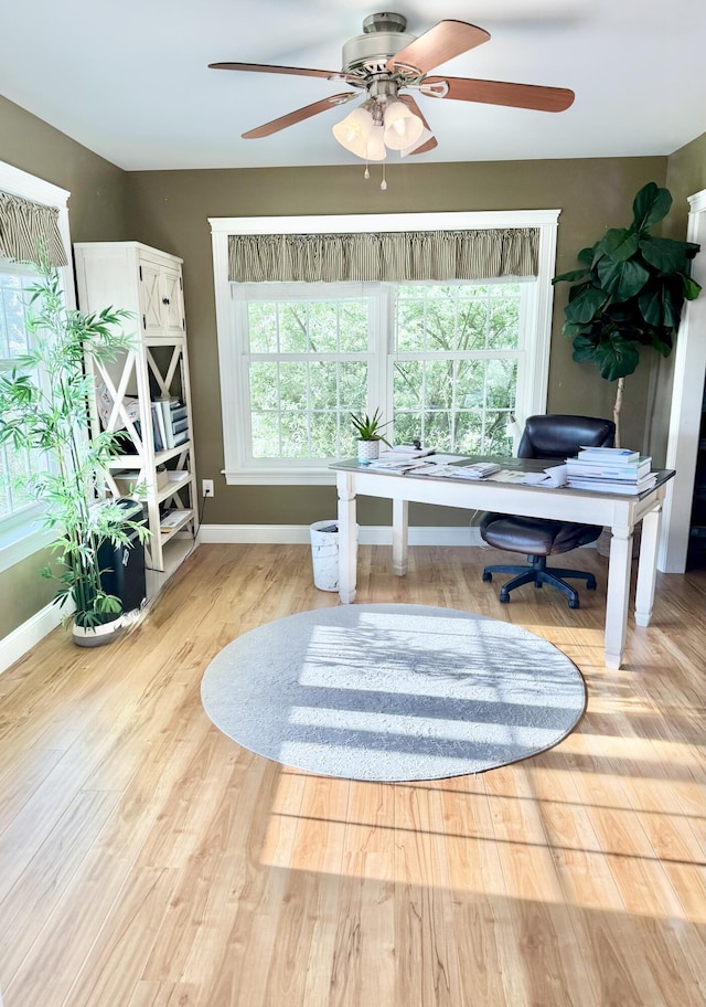8 Clark Cir, Hampden, ME 04444 - office with plenty of natural light, a ceiling fan, and wood finished floors