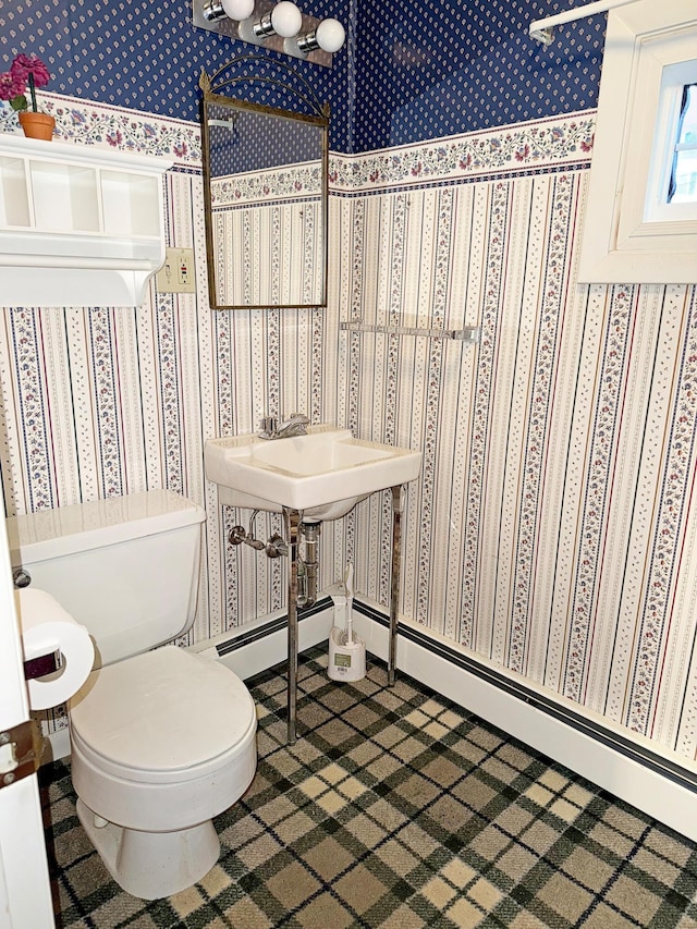 35 Washington St, Rumford, ME 04276 - bathroom with wallpapered walls