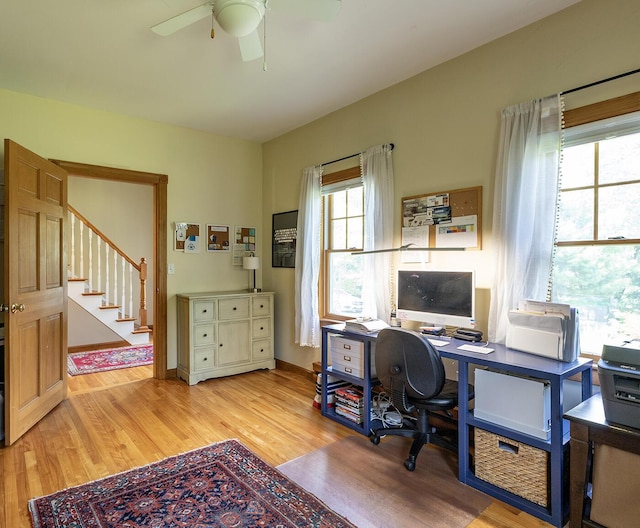 270 Park St, Rockport, ME 04856 - office space featuring light wood-style flooring and ceiling fan