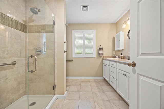 7 Coastal Woods Dr Unit 102, Kennebunk, ME 04043 - full bathroom with vanity, a shower stall, and marble finish flooring