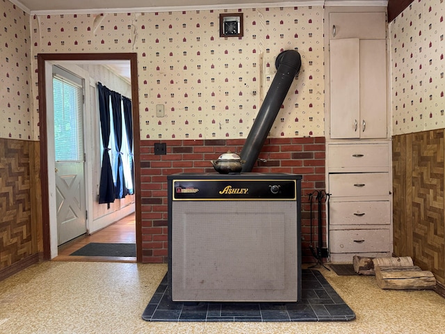 144 Main Rd, Burlington, ME 04417 - detailed view of wallpapered walls and wainscoting