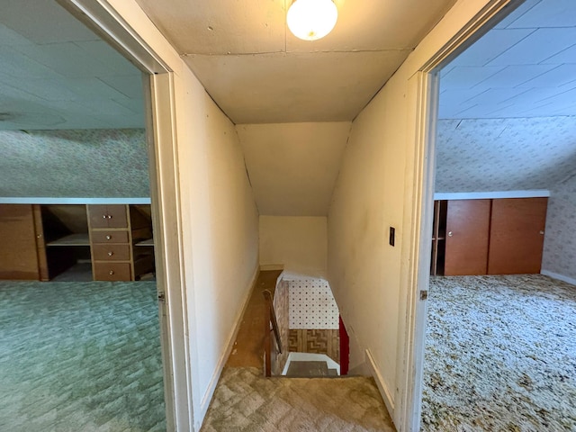 144 Main Rd, Burlington, ME 04417 - hall with carpet and lofted ceiling