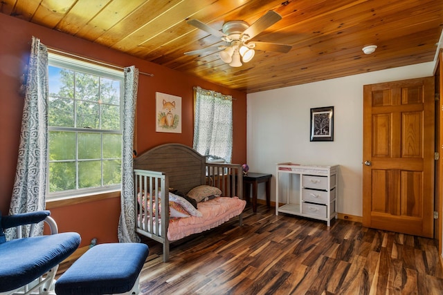 30 Cogliandro Dr, Acton, ME 04001 - sitting room featuring dark wood-style flooring, wooden ceiling, and a ceiling fan