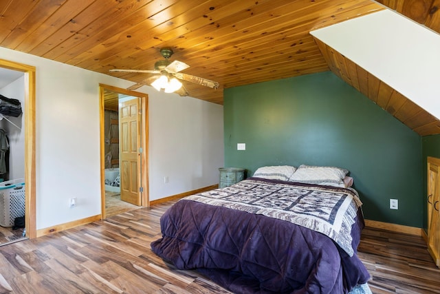 30 Cogliandro Dr, Acton, ME 04001 - bedroom featuring wooden ceiling, wood finished floors, lofted ceiling, a closet, and ceiling fan