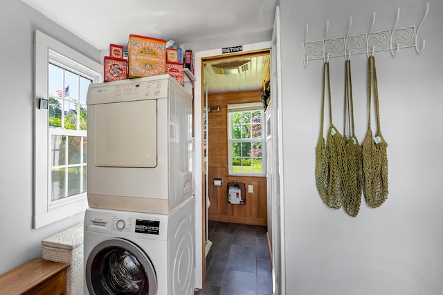 5 Chestnut St, Vinalhaven, ME 04863 - laundry room with stacked washing machine and dryer