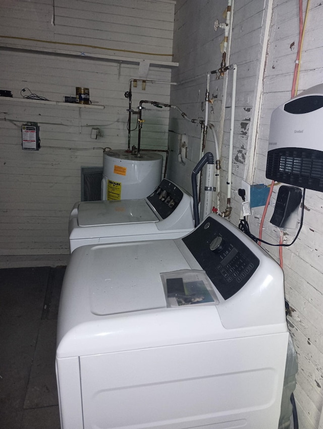 44 Baldwin St, Livermore Falls, ME 04254 - laundry room with washing machine and dryer and water heater