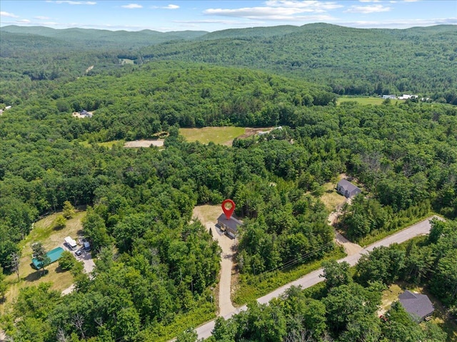 34 Oak Woods Dr, Hiram, ME 04041 - aerial view of property's location with a heavily wooded area and mountains
