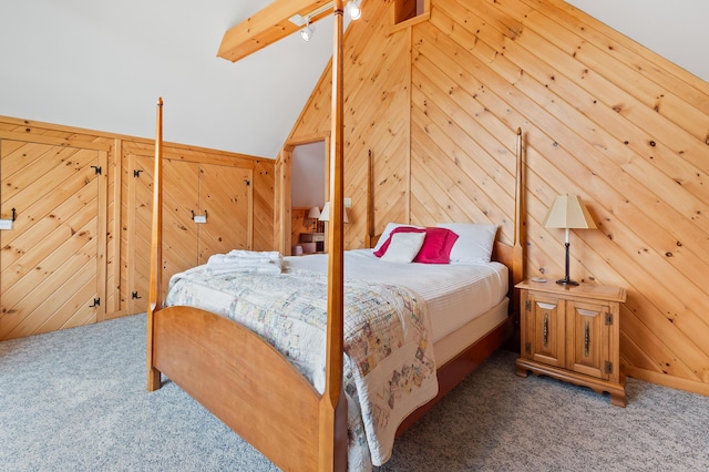 11 Overlook Rd, Rangeley, ME 04970 - bedroom with carpet and wooden walls