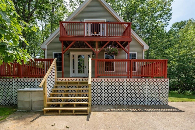 415 Waldoboro Rd, Jefferson, ME 04348 - back of property with a deck and stairway