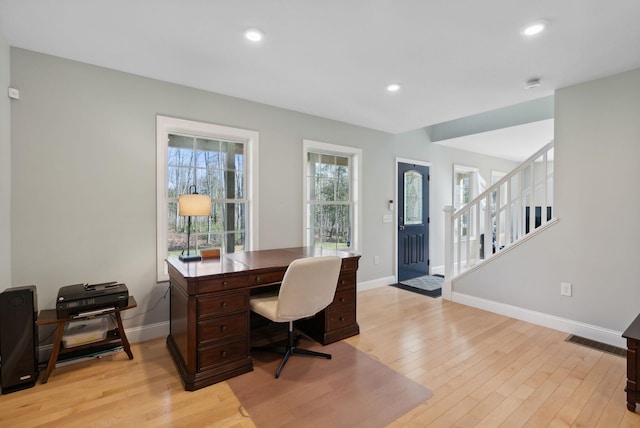 5 Harmony Way, Falmouth, ME 04105 - office area with light wood-style flooring and recessed lighting
