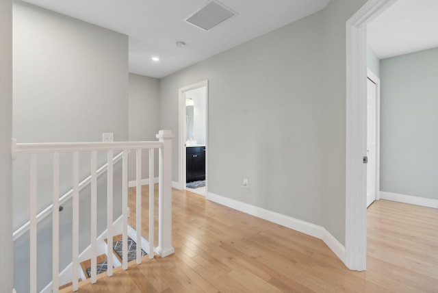 5 Harmony Way, Falmouth, ME 04105 - corridor featuring an upstairs landing, light wood-style floors, and recessed lighting