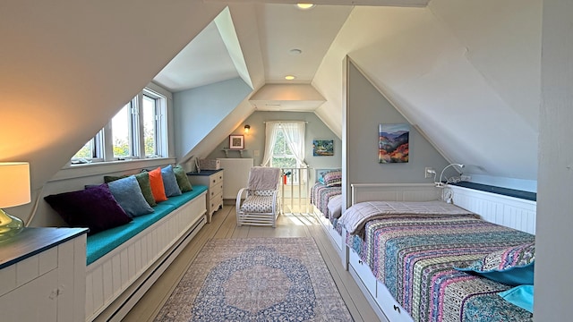 25 Church St, Lubec, ME 04652 - bedroom featuring light wood-type flooring and lofted ceiling