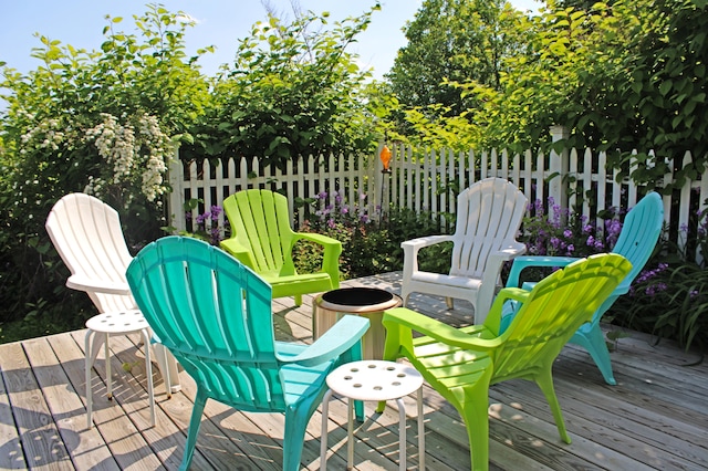 25 Church St, Lubec, ME 04652 - deck featuring a fire pit