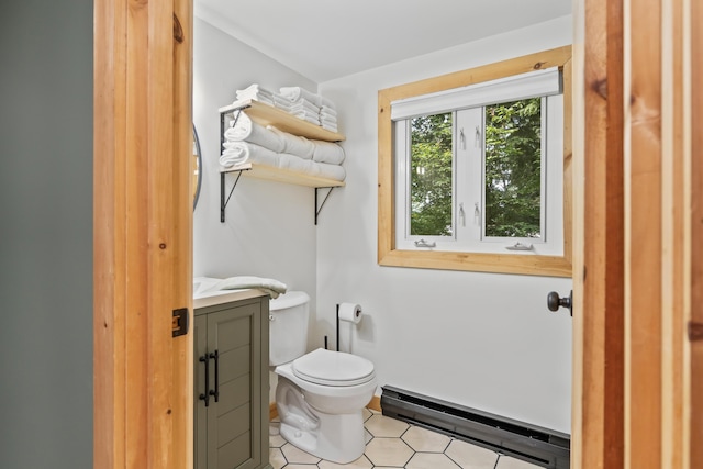 7 Papoose Island Rd, Raymond, ME 04071 - bathroom with a baseboard radiator, tile patterned floors, and vanity