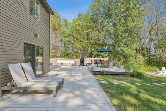 2 Far View Cir, Saco, ME 04072 - deck with a lawn, outdoor dining area, and outdoor lounge area