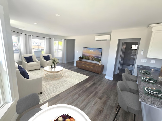 106 Cumberland Ave Unit 201, Portland, ME 04101 - living area with a wall unit AC and dark wood finished floors