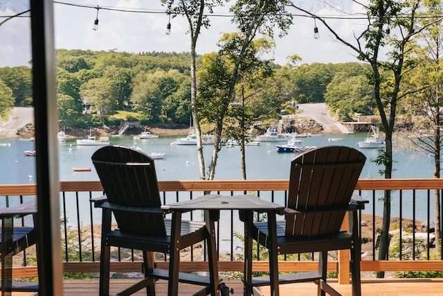 7 Coven Hill Ln, South Bristol, ME 04568 - deck featuring a water view and a wooded view