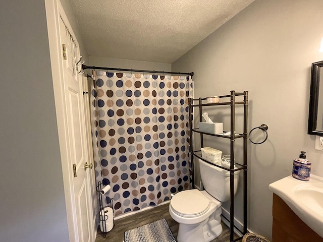 232 Hatch Rd, Prospect, ME 04981 - bathroom featuring vanity, a textured ceiling, and a shower with curtain