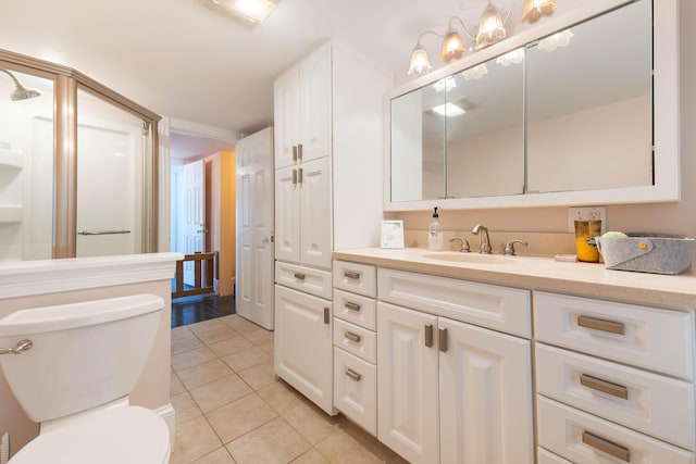 390 Front St, Bath, ME 04530 - bathroom with tile patterned floors, vanity, and a shower