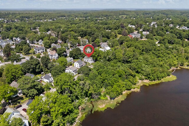 390 Front St, Bath, ME 04530 - aerial view of a large body of water and a heavily wooded area