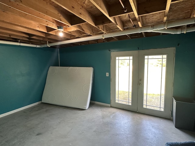 64 Litchfield Rd, Bowdoin, ME 04287 - below grade area with french doors and baseboards