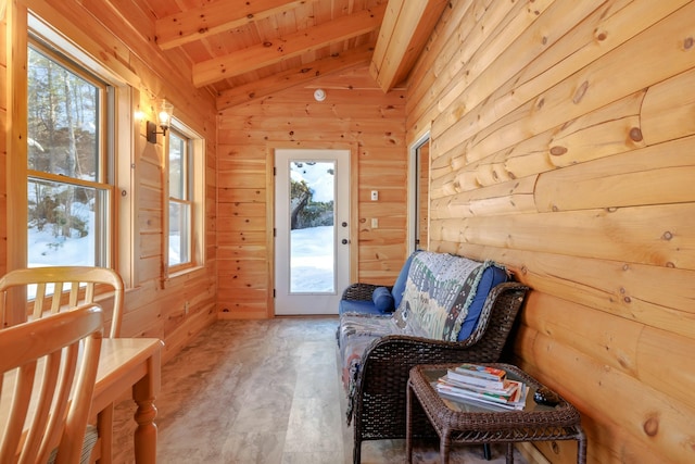 51 Short Point Way, Orland, ME 04472 - sitting room with wooden walls and wood ceiling