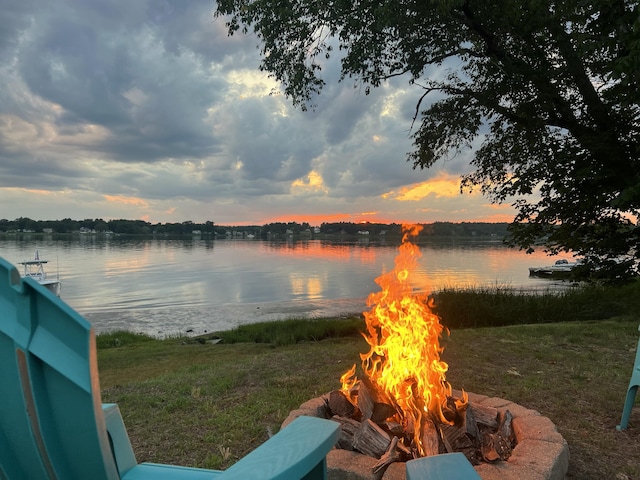 352 River Rd, Eliot, ME 03903 - water view featuring a fire pit