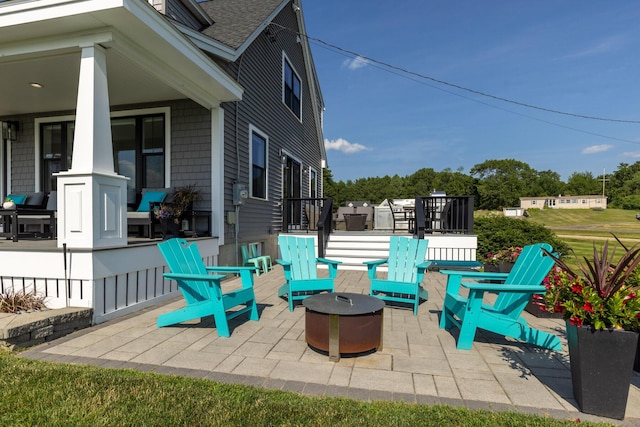 352 River Rd, Eliot, ME 03903 - view of patio with an outdoor fire pit and a grill
