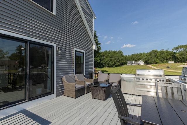 352 River Rd, Eliot, ME 03903 - deck featuring an outdoor living space, grilling area, and a yard