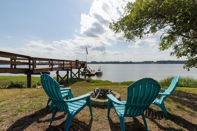 352 River Rd, Eliot, ME 03903 - view of yard with an outdoor fire pit and a water view