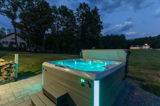 352 River Rd, Eliot, ME 03903 - exterior space featuring a hot tub and a lawn